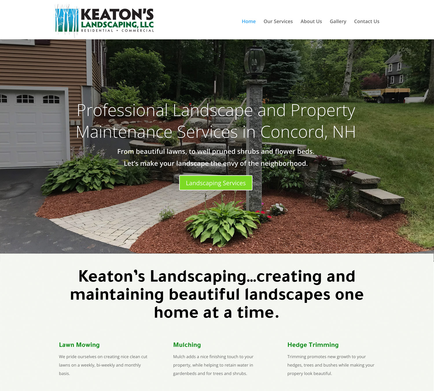 affordable website design for Keaton's Landscaping